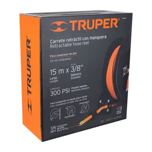 Truper Manguera para compresor,de hule,15m x 3/8