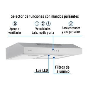 Campana extractora 50cm, empotrable, acero inoxidable, Foset