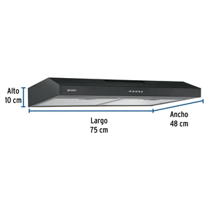 Campana extractora 75 cm, empotrable, negra, Foset