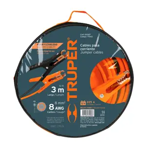 17543 / CAP-3008T Cables pasa corriente 3 m, 225 A, 8 AWG, con funda, Truper