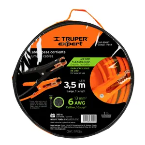 17544 / CAP-3506T Cables pasa corriente 3.5 m, 350 A, 6 AWG, con funda, Expert