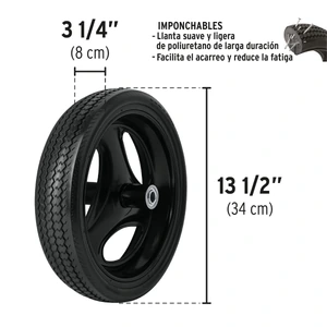 Carretilla 3.5 ft3 roja,angosta, imponchable, tubular,PRETUL