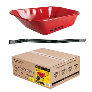 Carretilla 3.5 ft3 roja,angosta,neumática, tubular, PRETUL