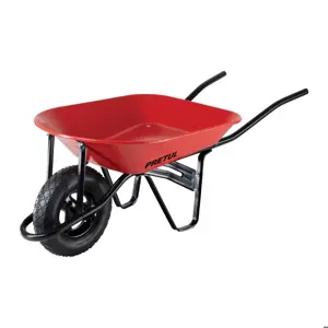 Carretilla 4 ft3 roja,neumática,bastidor tubular, PRETUL