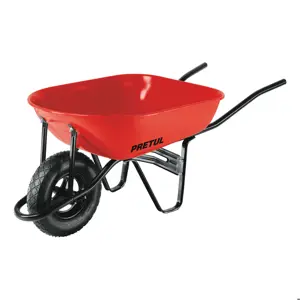 20627 / CAP-50NB Carretilla 5.5 ft3 roja Neumática, bastidor tubular, Pretul