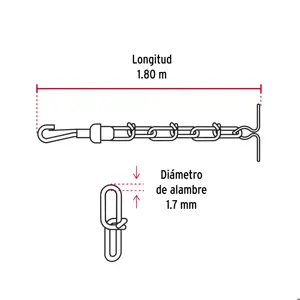 Cadena de 1.8 m de amarre para perro, 1.7 mm, Fiero