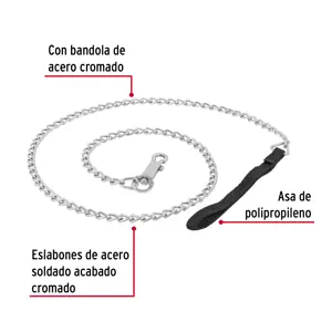 Correa de 1.2 m de paseo para perro, eslabón 2.5 mm, Fiero