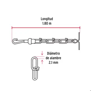 Cadena de 1.8 m de amarre para perro, 2.1 mm, Fiero