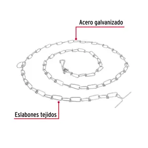 Cadena de 1.8 m de amarre para perro, 2.4 mm, Fiero