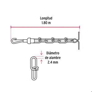 Cadena de 1.8 m de amarre para perro, 2.4 mm, Fiero