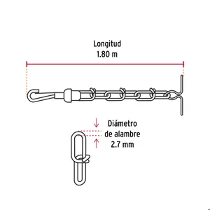 Cadena de 1.8 m de amarre para perro, 2.7 mm, Fiero