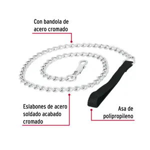 Correa de 1.2 m de paseo para perro, eslabón 4 mm, Fiero