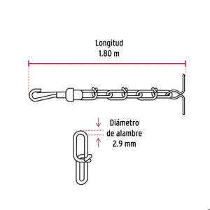 Cadena de 1.8 m de amarre para perro, 2.9 mm, Fiero