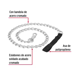 Correa de 1.2 m de paseo para perro, eslabón 4.5 mm, Fiero