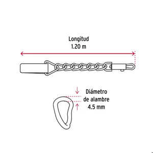 Correa de 1.2 m de paseo para perro, eslabón 4.5 mm, Fiero