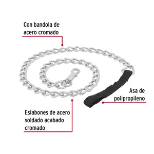 Correa de 1.2 m de paseo para perro, eslabón 5 mm, Fiero
