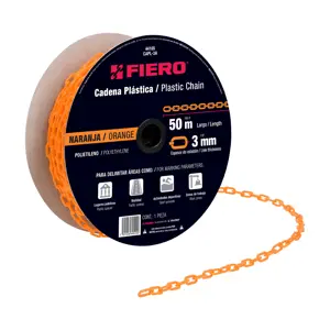 Fiero Metro de cadena de 3 mm de plástico naranja, carrete de 50 m