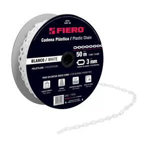 Fiero Metro de cadena de 3 mm de plástico blanca, carrete de 50 m