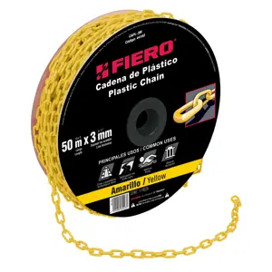 Fiero Metro de cadena de 3 mm de plástico amarilla, carrete de 50m