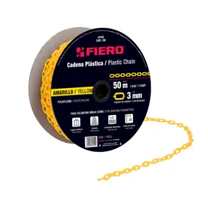 Fiero Metro de cadena de 3 mm de plástico amarilla, carrete de 50m