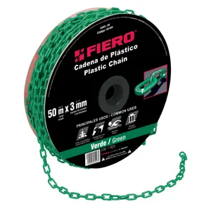 Fiero Metro de cadena de 3 mm de plástico verde, carrete de 50 m