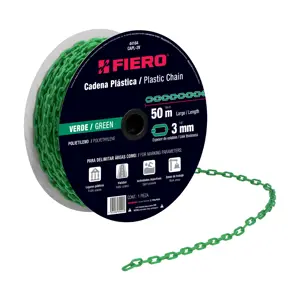 44164 / CAPL-3V Fiero Metro de cadena de 3 mm de plástico verde, carrete de 50 m