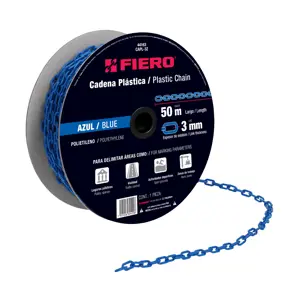 Fiero Metro de cadena de 3 mm de plástico azul, carrete de 50 m