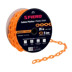 Fiero Metro de cadena de 5 mm de plástico naranja, carrete de 25 m