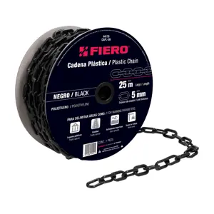 Fiero Metro de cadena de 5 mm de plástico negra, carrete de 25 m