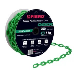 44174 / CAPL-5V Fiero Metro de cadena de 5 mm de plástico verde, carrete de 25 m