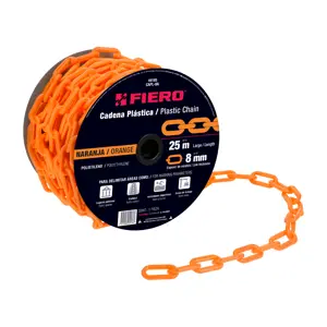 Fiero Metro de cadena de 8 mm de plástico naranja, carrete de 25 m