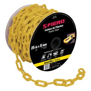 Fiero Metro de cadena de 8 mm de plástico amarilla, carrete de 25m