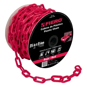 Metro de cadena de 8 mm de plástico roja, carrete de 25 m