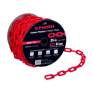 Metro de cadena de 8 mm de plástico roja, carrete de 25 m