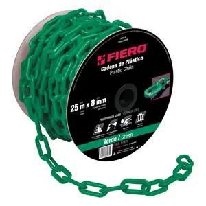 Fiero Metro de cadena de 8 mm de plástico verde, carrete de 25 m