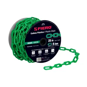 Fiero Metro de cadena de 8 mm de plástico verde, carrete de 25 m