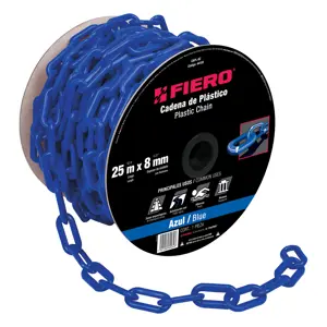 Fiero Metro de cadena de 8 mm de plástico azul, carrete de 25 m