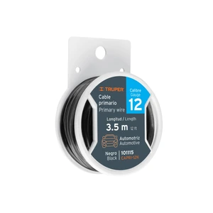 Carrete con 3.5 m de cable primario negro calibre 12, Truper