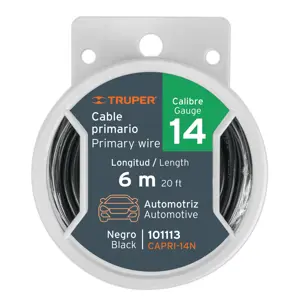 101113 / CAPRI-14N Carrete con 6 m de cable primario negro calibre 14, Truper