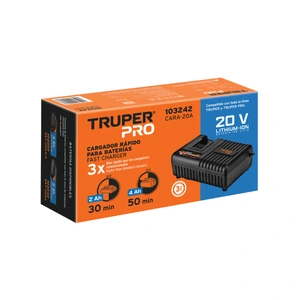 Cargador rápido de baterías de ion litio 20V, TRUPER PRO