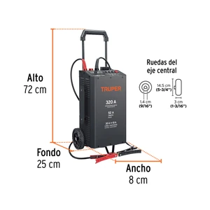 Cargador de baterías 50A, arrancador de 500A, 12V/24V