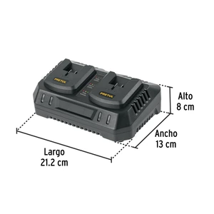 Cargador dual de baterías de ion litio 20V, PRETUL