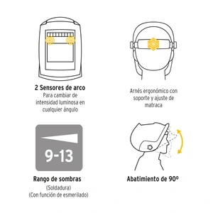 Careta electrónica p/soldar, águila, sombra 9 a 13, PRETUL