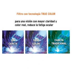 Careta electrónica p/soldar, fuego, sombra 9 a 13, PRETUL