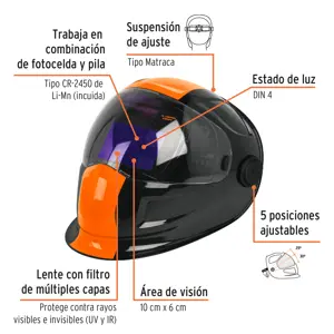 Careta electrónica p/soldar, panel digital, 9 a 13, EXPERT