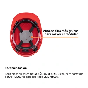 Casco de seguridad, ajuste de matraca, rojo, Truper