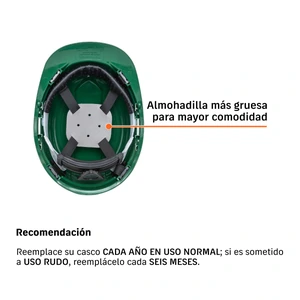 Casco de seguridad, ajuste de matraca, verde, Truper