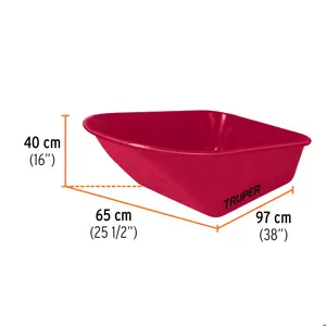 10255 / CAT-60FF Carretilla 6 ft3 Imponchable, bastidor tubular, Truper