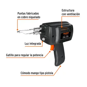 Cautín 230 W tipo pistola con 2 temperaturas, Truper