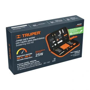 Truper Kit soldadura electrónica con cautín de 25 W, temp regulable